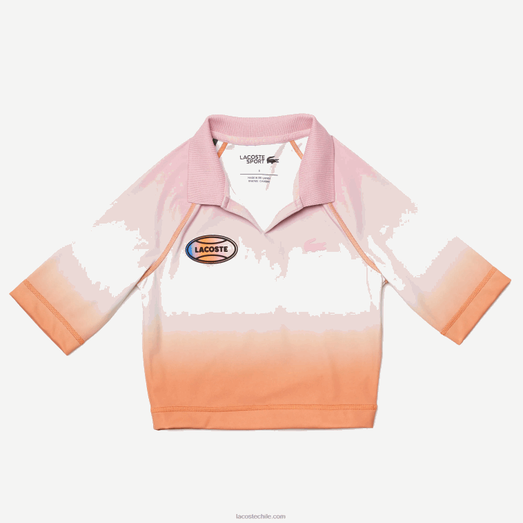 mujer Lacoste rosa blanco naranja dfk sport summer pack polo corto degradado y stretch N6XZ22499