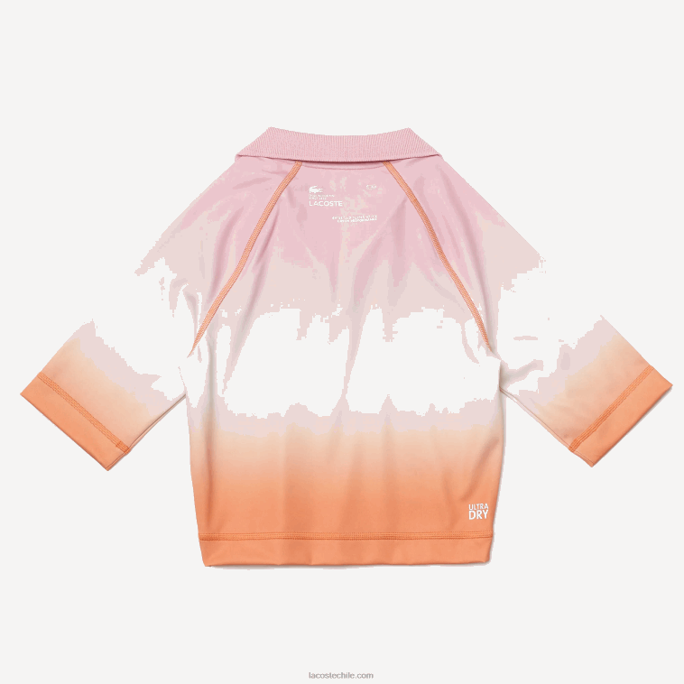 mujer Lacoste rosa blanco naranja dfk sport summer pack polo corto degradado y stretch N6XZ22499