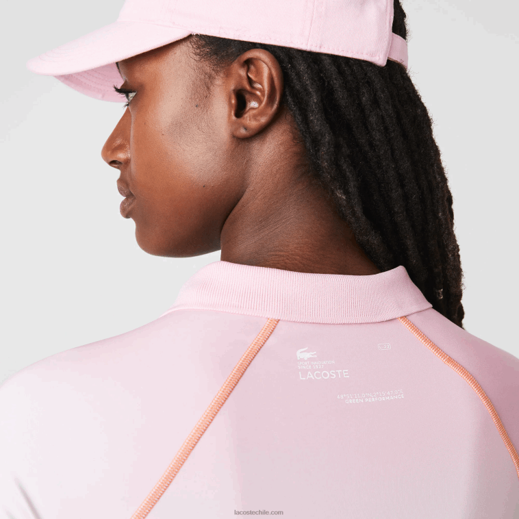 mujer Lacoste rosa blanco naranja dfk sport summer pack polo corto degradado y stretch N6XZ22499