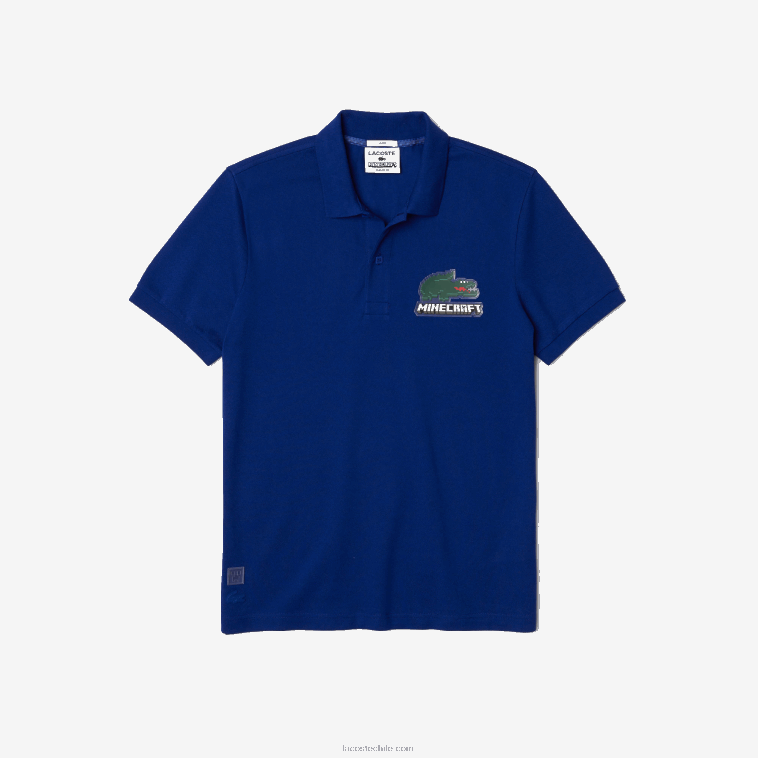 mujerbdm azul polo de algodón orgánico de corte clásico lacoste x minecraft N6XZ2942