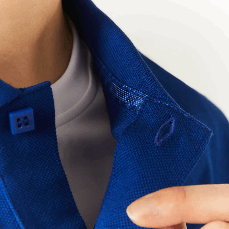 mujerbdm azul polo de algodón orgánico de corte clásico lacoste x minecraft N6XZ2942