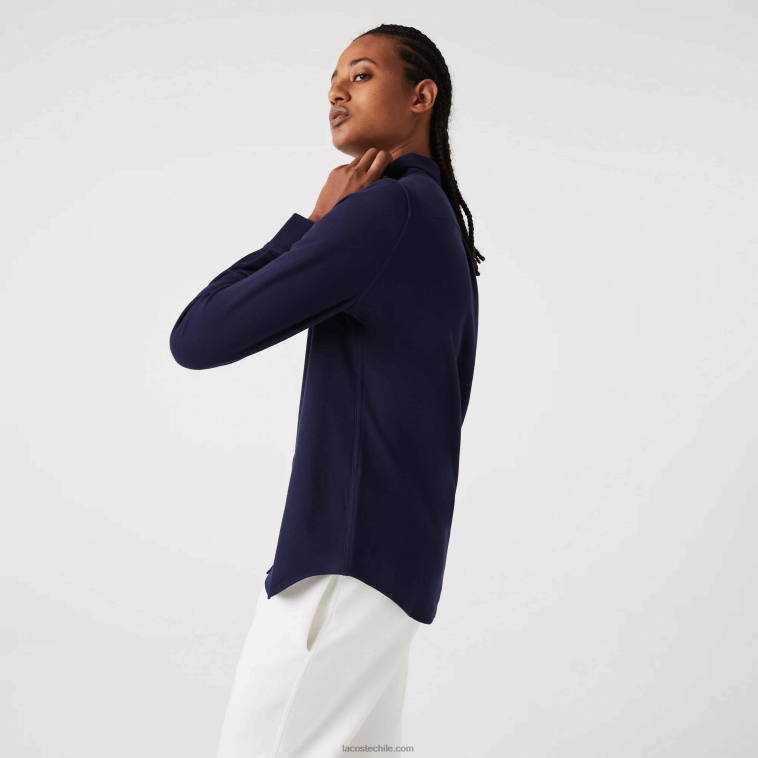mujer Lacoste azul marino 166 camisa de piqué de algodón con cuello francés N6XZ22649