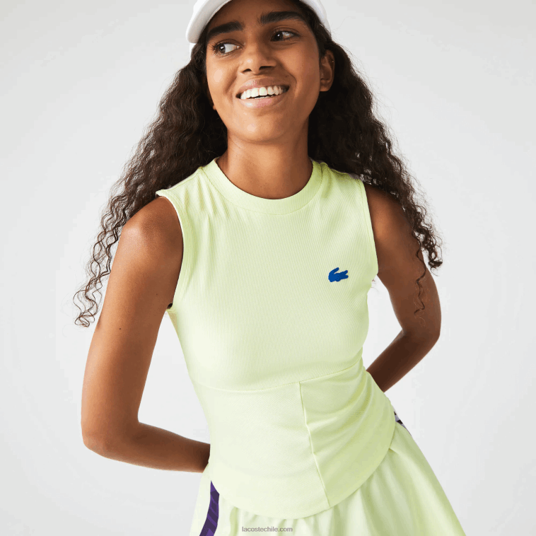 mujer Lacoste amarillo 6gd playera de tenis sport ajustada N6XZ22560 mujer Lacoste amarillo 6gd playera de tenis sport ajustada N6XZ22560