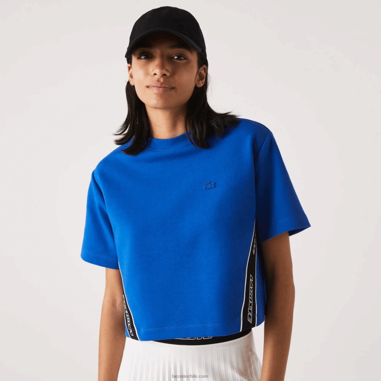 mujer Lacoste azul k1q camiseta holgada con bandas estampadas N6XZ22546 mujer Lacoste azul k1q camiseta holgada con bandas estampadas N6XZ22546