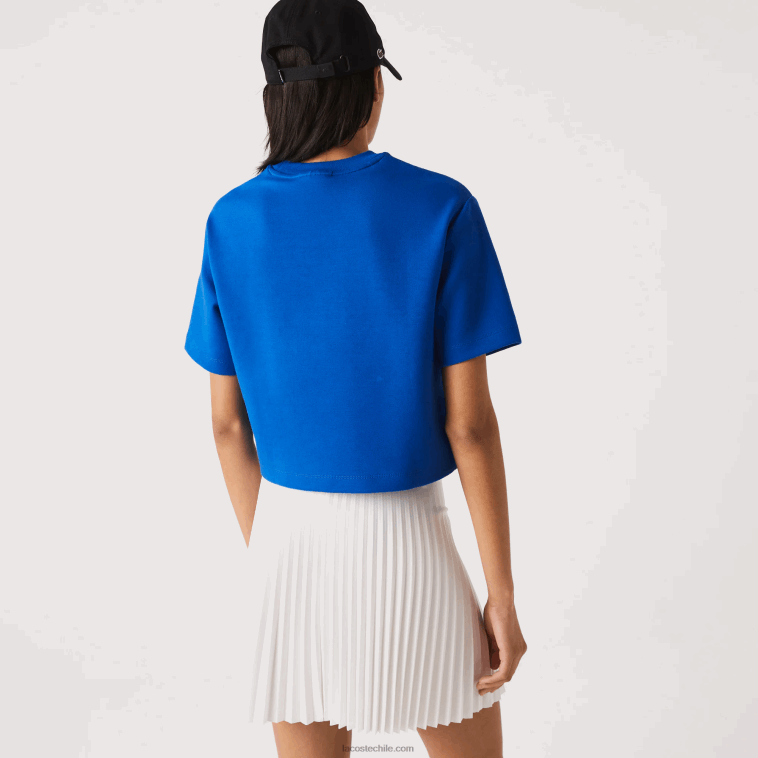mujer Lacoste azul k1q camiseta holgada con bandas estampadas N6XZ22546