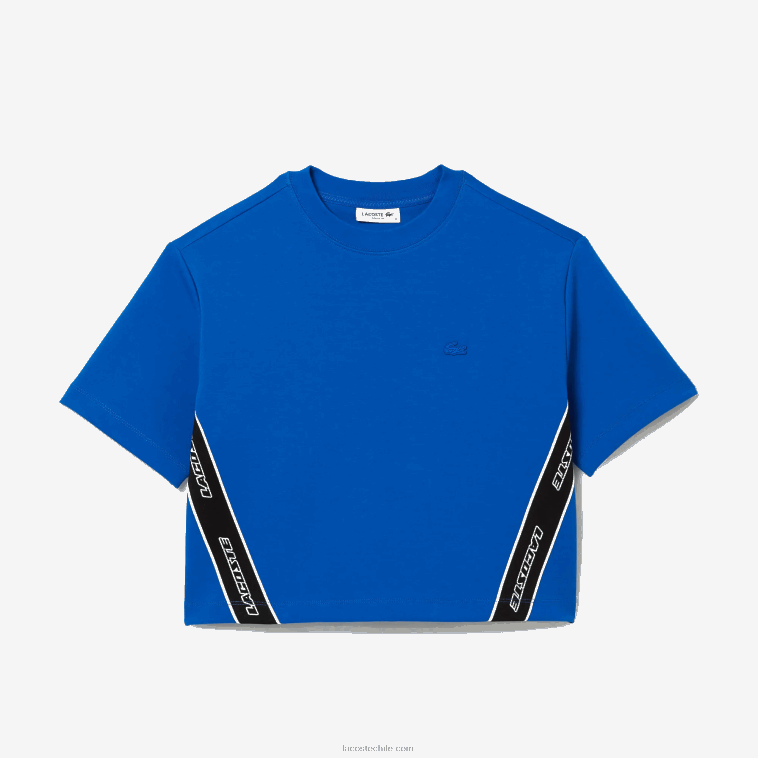 mujer Lacoste azul k1q camiseta holgada con bandas estampadas N6XZ22546