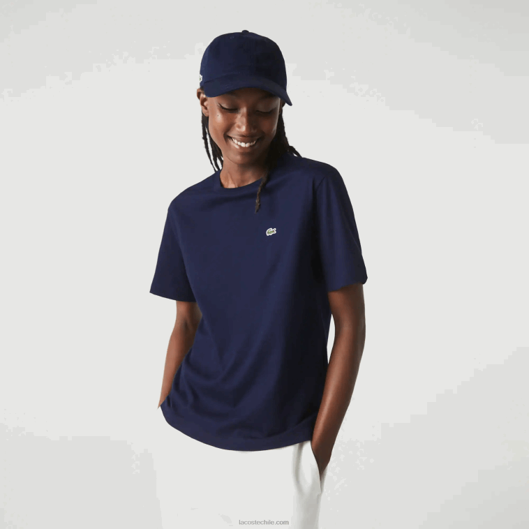 mujer Lacoste azul marino 166 playera de algodón premium con cuello redondo N6XZ22589 mujer Lacoste azul marino 166 playera de algodón premium con cuello redondo N6XZ22589