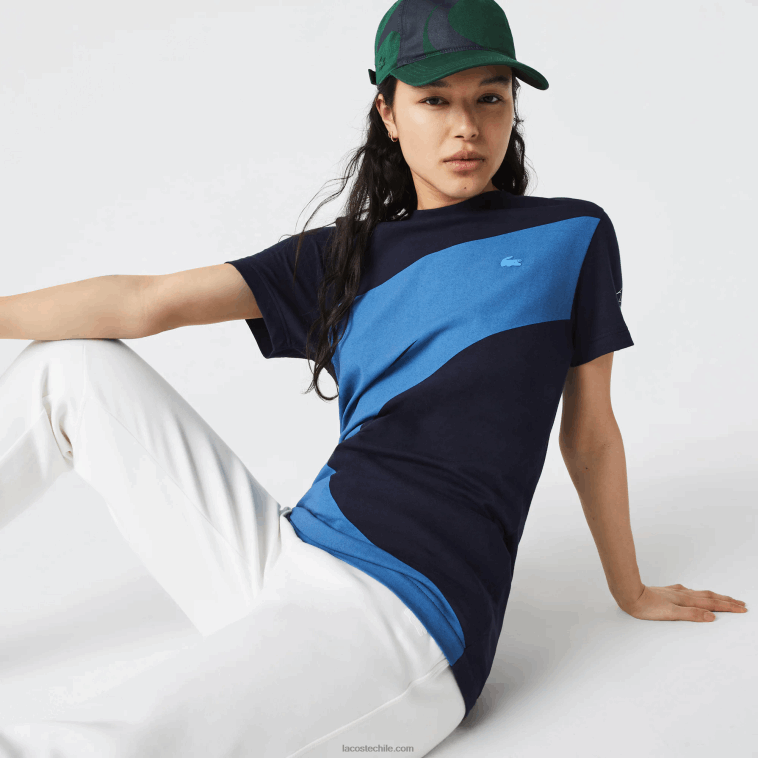 mujer Lacoste azul marino blanco vll playera sport x theo curin de punto gráfico N6XZ2944