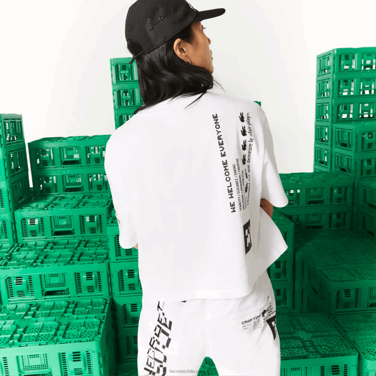 mujer Lacoste blanco 001 camiseta corta de algodón orgánico live x minecraft N6XZ22605