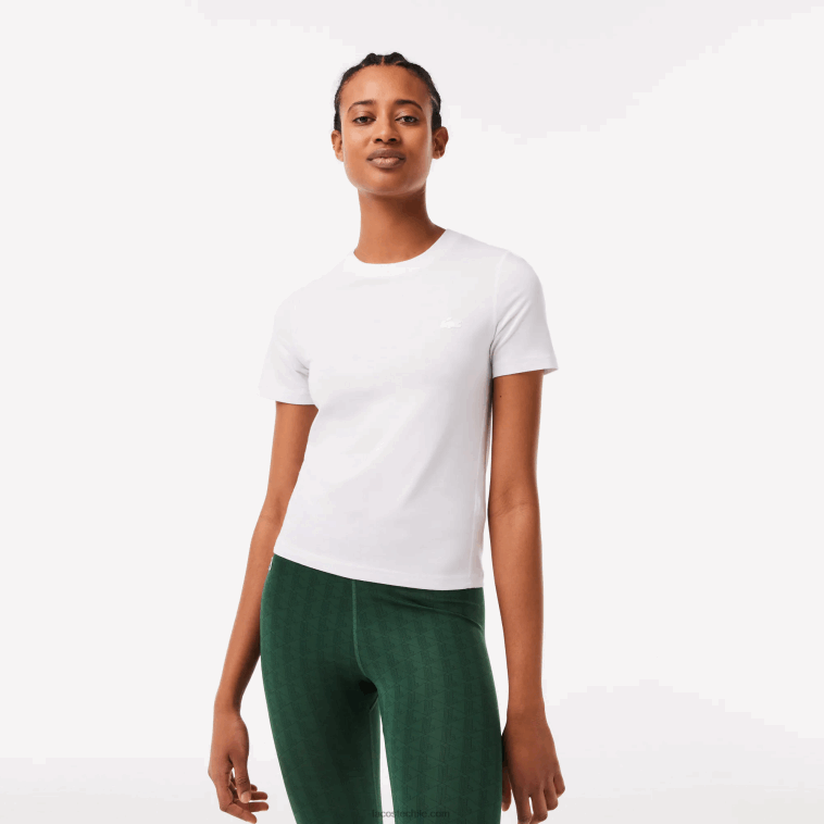 mujer Lacoste blanco 001 camiseta de mezcla de algodón con cuello redondo N6XZ22563 mujer Lacoste blanco 001 camiseta de mezcla de algodón con cuello redondo N6XZ22563