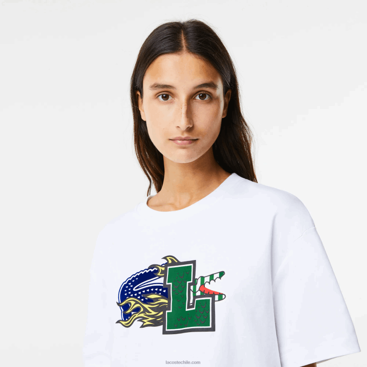mujer Lacoste blanco 001 camiseta oversize de algodón orgánico N6XZ22567