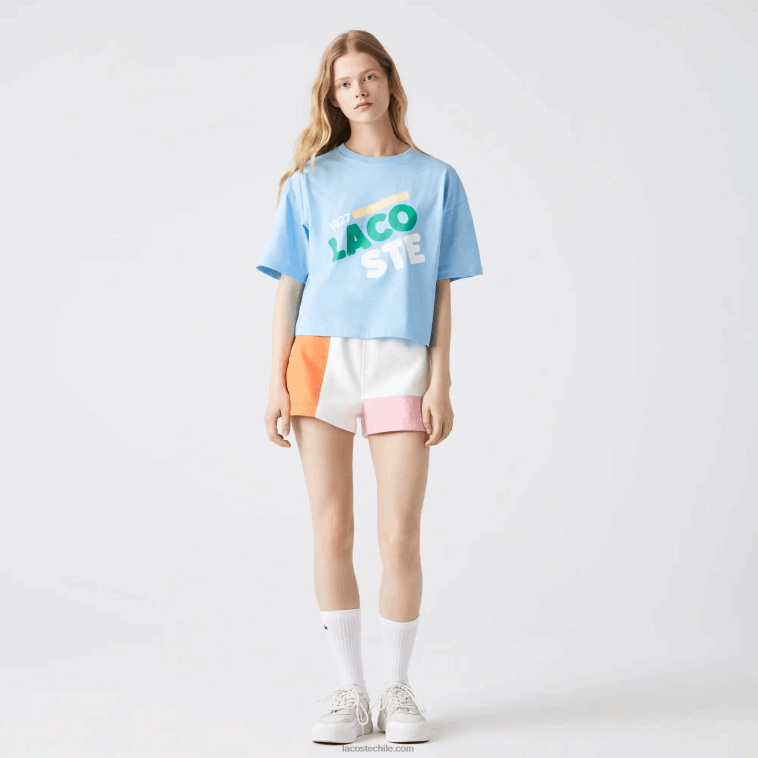 mujer Lacoste hbp azul camiseta corta jaspeada de algodón orgánico N6XZ22611 mujer Lacoste hbp azul camiseta corta jaspeada de algodón orgánico N6XZ22611
