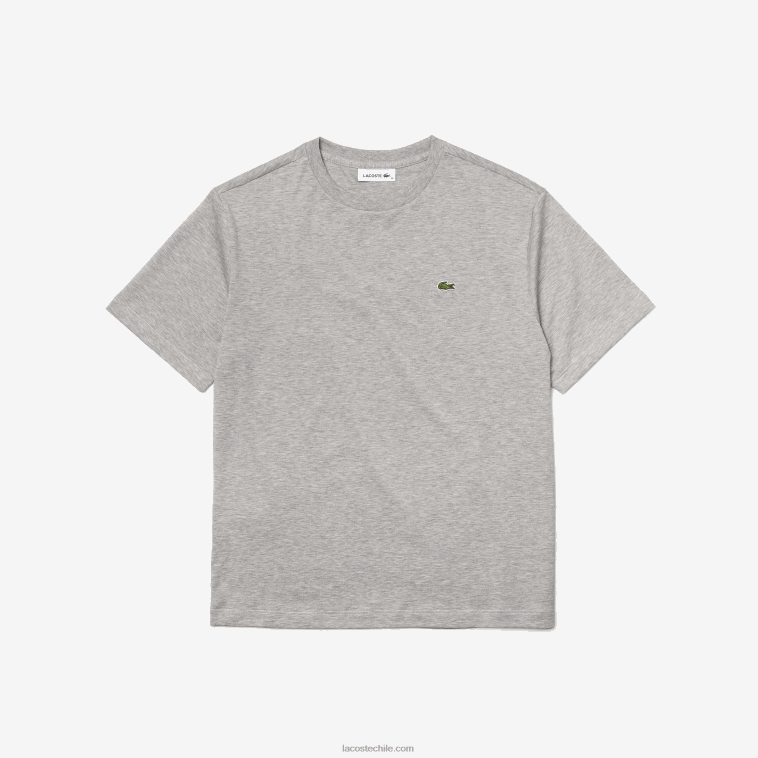 mujer Lacoste lomo gris cca playera de algodón premium con cuello redondo N6XZ22591