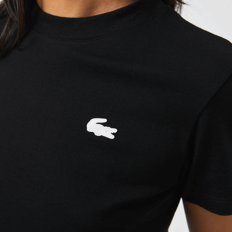 mujer Lacoste negro 031 camiseta deportiva de punto de algodón orgánico N6XZ22542