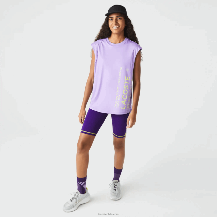 mujer Lacoste púrpura gfu camiseta deportiva de corte holgado con la marca coordinada N6XZ22557