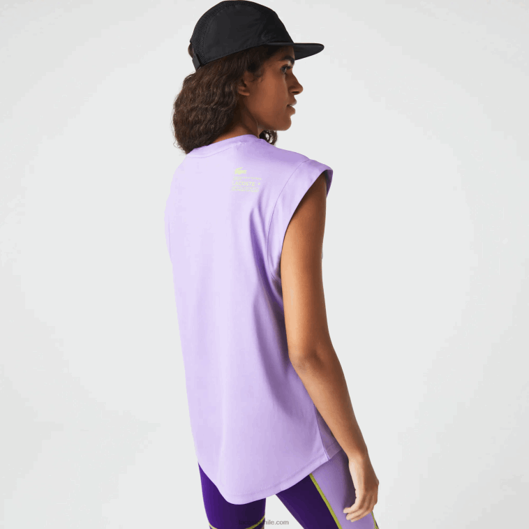 mujer Lacoste púrpura gfu camiseta deportiva de corte holgado con la marca coordinada N6XZ22557