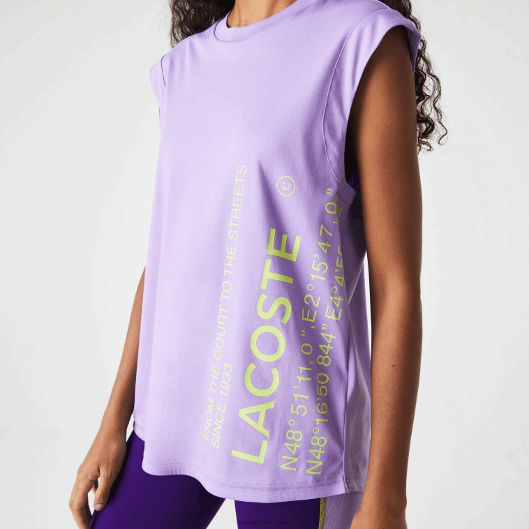 mujer Lacoste púrpura gfu camiseta deportiva de corte holgado con la marca coordinada N6XZ22557