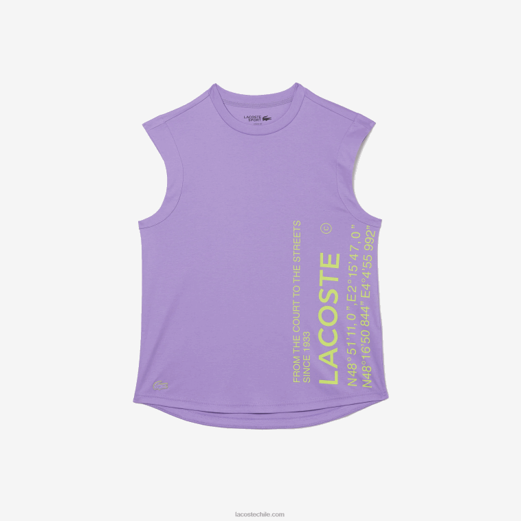 mujer Lacoste púrpura gfu camiseta deportiva de corte holgado con la marca coordinada N6XZ22557