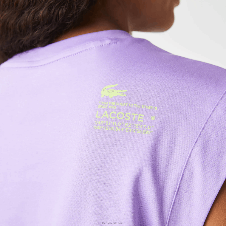 mujer Lacoste púrpura gfu camiseta deportiva de corte holgado con la marca coordinada N6XZ22557