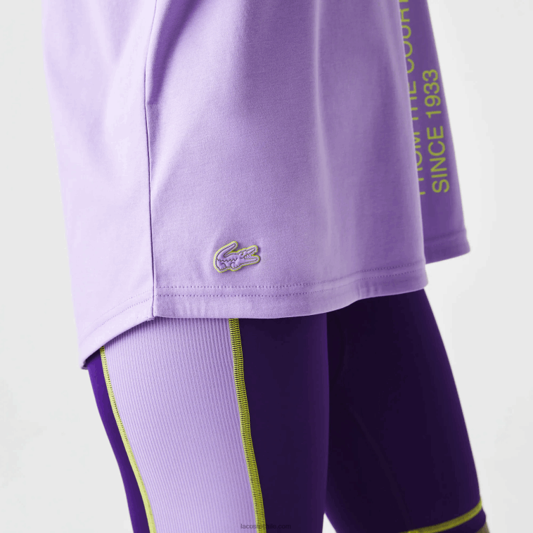 mujer Lacoste púrpura gfu camiseta deportiva de corte holgado con la marca coordinada N6XZ22557
