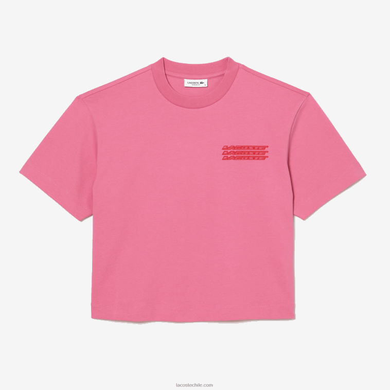 mujer Lacoste rosa 2r3 camiseta oversize de punto de algodón N6XZ22428