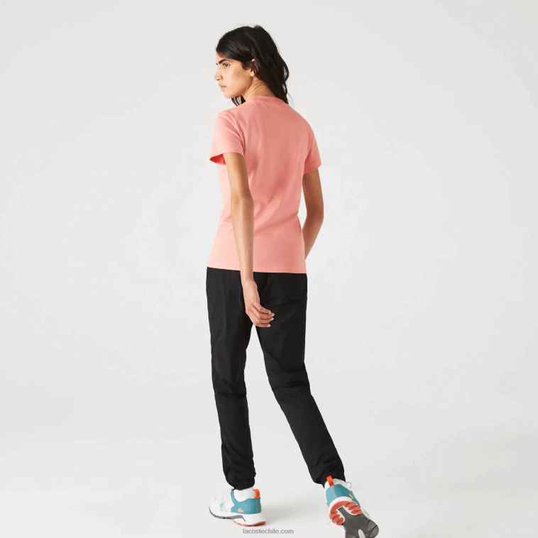 mujer Lacoste rosa blanco verde qzc camiseta sport transpirable estampado pata de gallo N6XZ22596