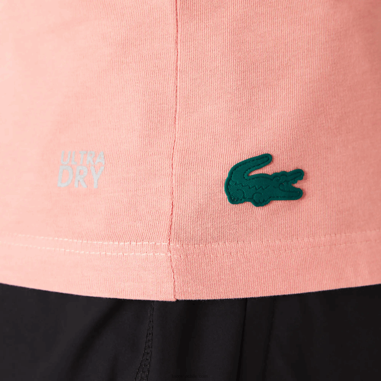 mujer Lacoste rosa blanco verde qzc camiseta sport transpirable estampado pata de gallo N6XZ22596