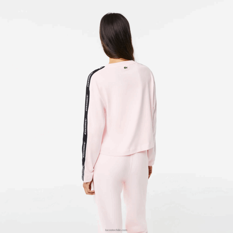 mujer Lacoste rosa claro t03 camiseta holgada con banda estampada N6XZ22570