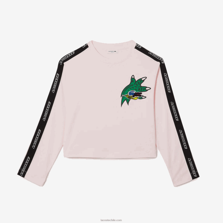 mujer Lacoste rosa claro t03 camiseta holgada con banda estampada N6XZ22570