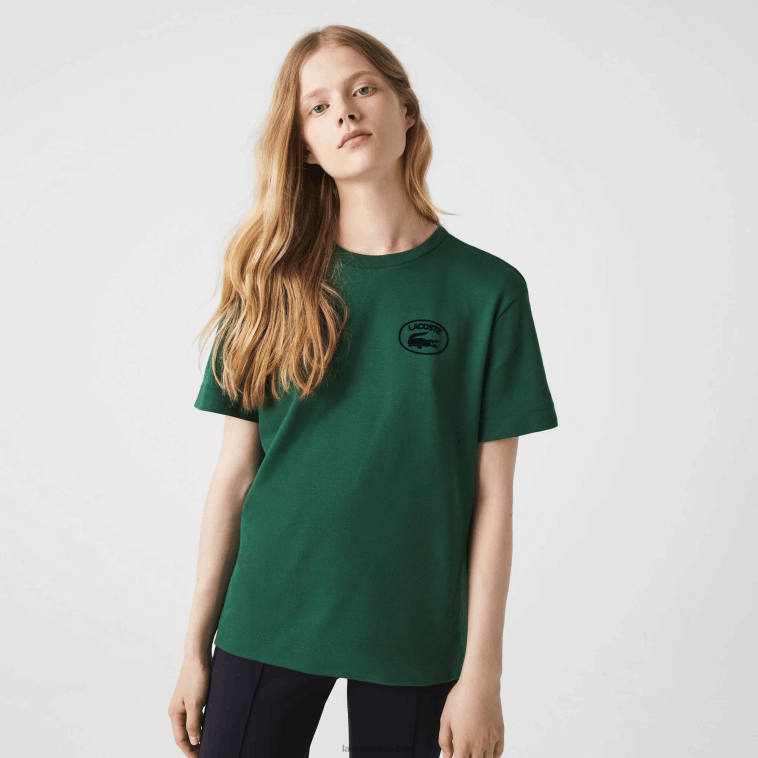 mujer Lacoste verde 132 camiseta holgada de algodón orgánico N6XZ22608