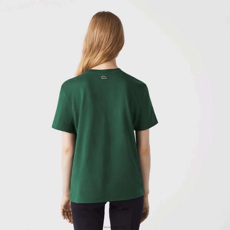 mujer Lacoste verde 132 camiseta holgada de algodón orgánico N6XZ22608