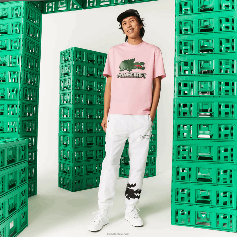 mujerrosa 7 años camiseta de algodón orgánico con estampado lacoste x minecraft N6XZ2879