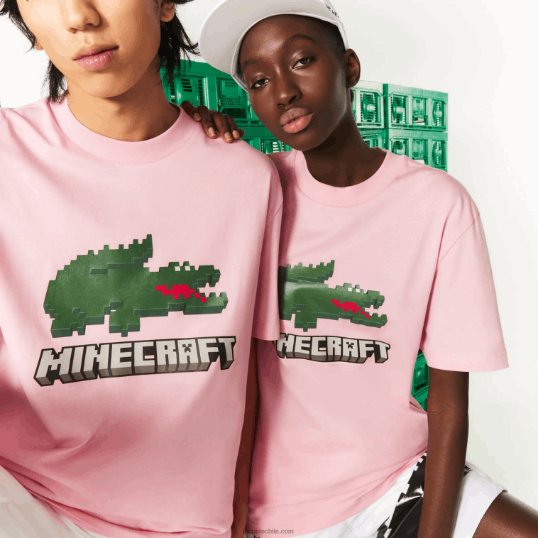 mujerrosa 7 años camiseta de algodón orgánico con estampado lacoste x minecraft N6XZ2879