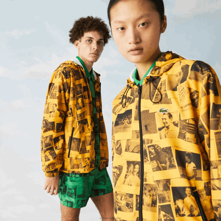 mujer Lacoste amarillo negro 7kr chaqueta de colaboración polaroid en vivo N6XZ21303