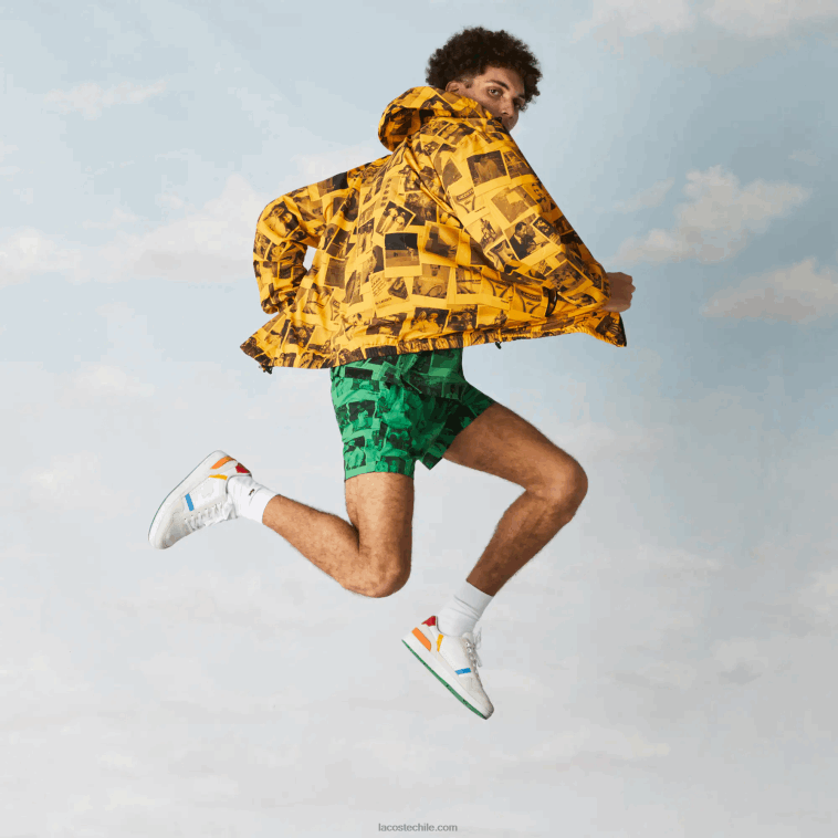mujer Lacoste amarillo negro 7kr chaqueta de colaboración polaroid en vivo N6XZ21303