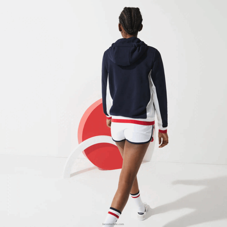 mujer Lacoste azul marino blanco rojo ley Sport French Sporting Spirit Edition chaqueta polar con cremallera N6XZ22610