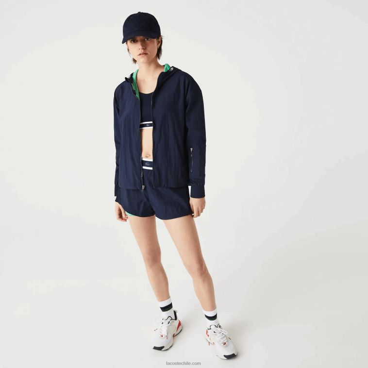 mujer Lacoste azul marino verde bwy chamarra deportiva ligera de nailon y malla con cremallera N6XZ22633 mujer Lacoste azul marino verde bwy chamarra deportiva ligera de nailon y malla con cremallera N6XZ22633