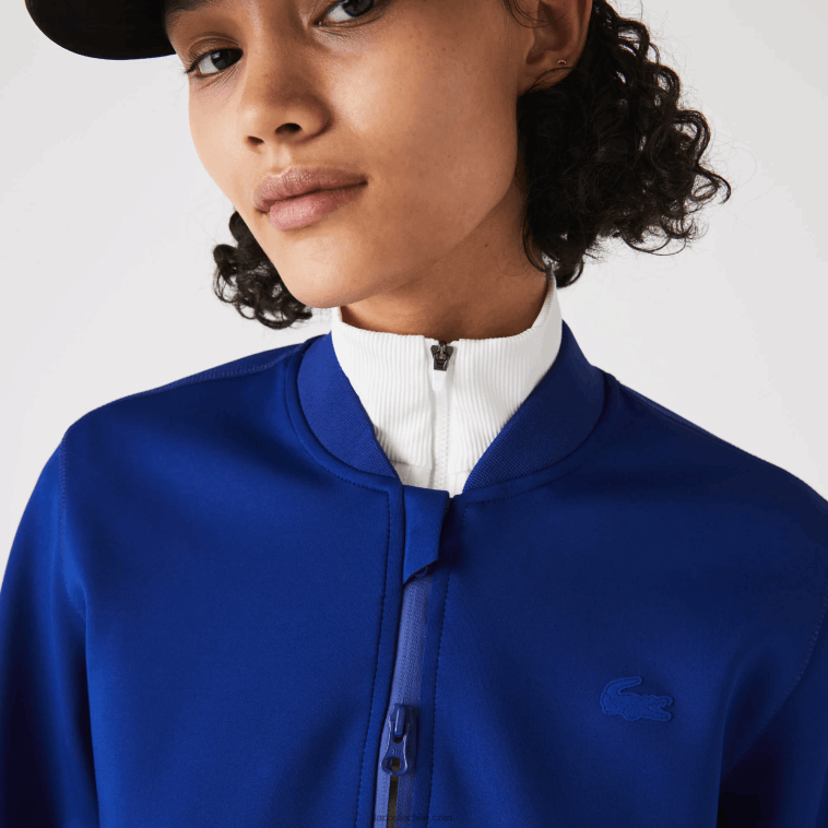 mujer Lacoste bdm azul chamarra de peluche elástica de dos capas N6XZ22625