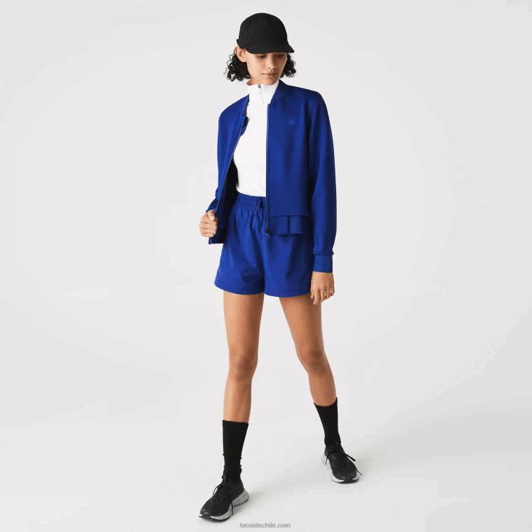mujer Lacoste bdm azul chamarra de peluche elástica de dos capas N6XZ22625