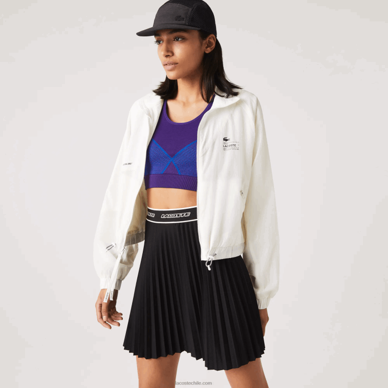 mujer Lacoste blanco 70v chamarra de nailon con forro de malla N6XZ22626