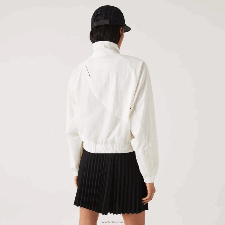mujer Lacoste blanco 70v chamarra de nailon con forro de malla N6XZ22626