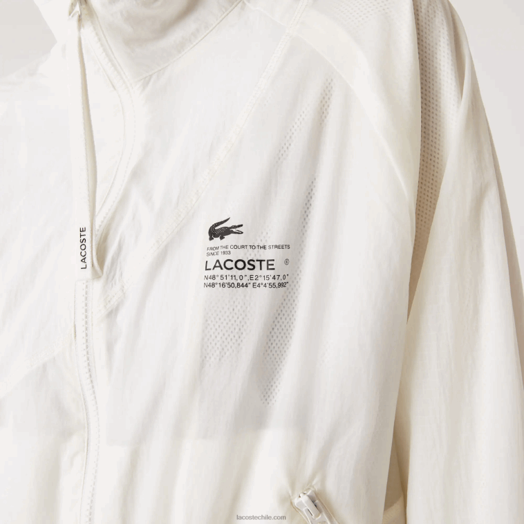mujer Lacoste blanco 70v chamarra de nailon con forro de malla N6XZ22626