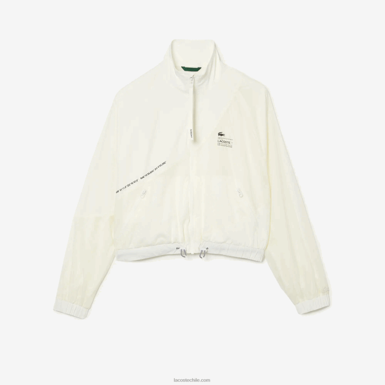 mujer Lacoste blanco 70v chamarra de nailon con forro de malla N6XZ22626