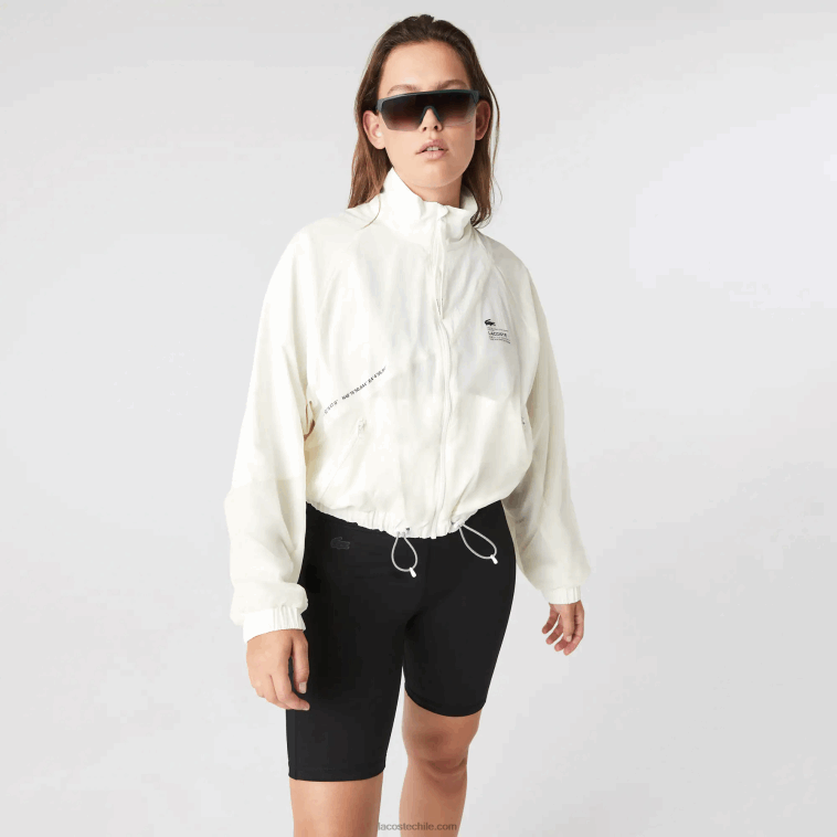 mujer Lacoste blanco 70v chamarra de nailon con forro de malla N6XZ22626