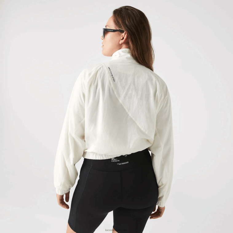 mujer Lacoste blanco 70v chamarra de nailon con forro de malla N6XZ22626