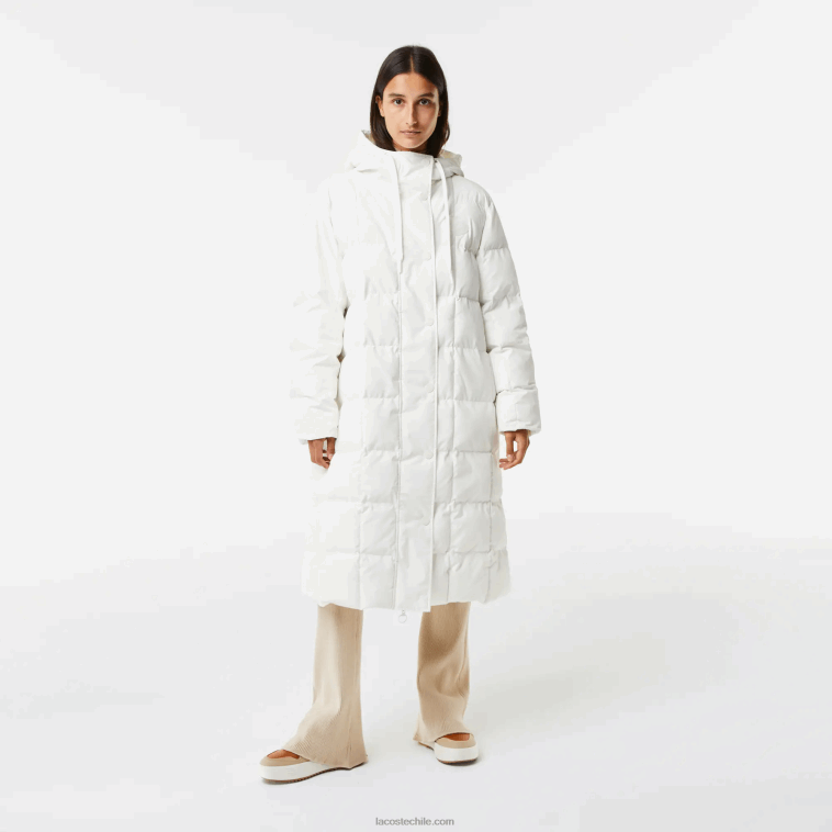 mujer Lacoste blanco 70v chaqueta larga reversible repelente al agua N6XZ22614
