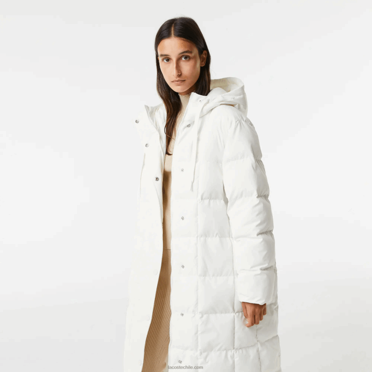 mujer Lacoste blanco 70v chaqueta larga reversible repelente al agua N6XZ22614