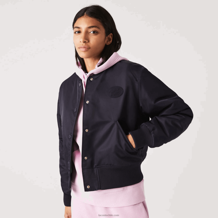 mujer Lacoste fondo azul marino chamarra bomber acolchada de nailon N6XZ22623 mujer Lacoste fondo azul marino chamarra bomber acolchada de nailon N6XZ22623