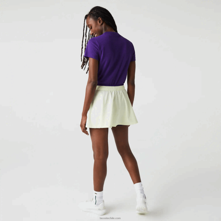 mujer Lacoste amarillo morado 4xk falda tenis corta sport incorporada N6XZ22592