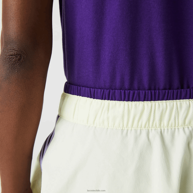 mujer Lacoste amarillo morado 4xk falda tenis corta sport incorporada N6XZ22592